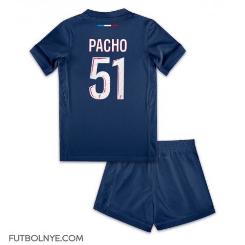 Camiseta Paris Saint-Germain Willian Pacho #51 Primera Equipación para niños 2024-25 manga corta (+ pantalones cortos)